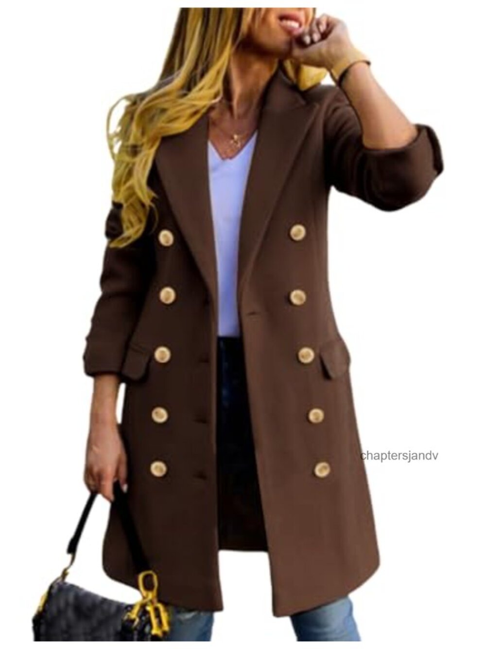 Wool Blend Double Breasted Midi Peacoat Trench Coat